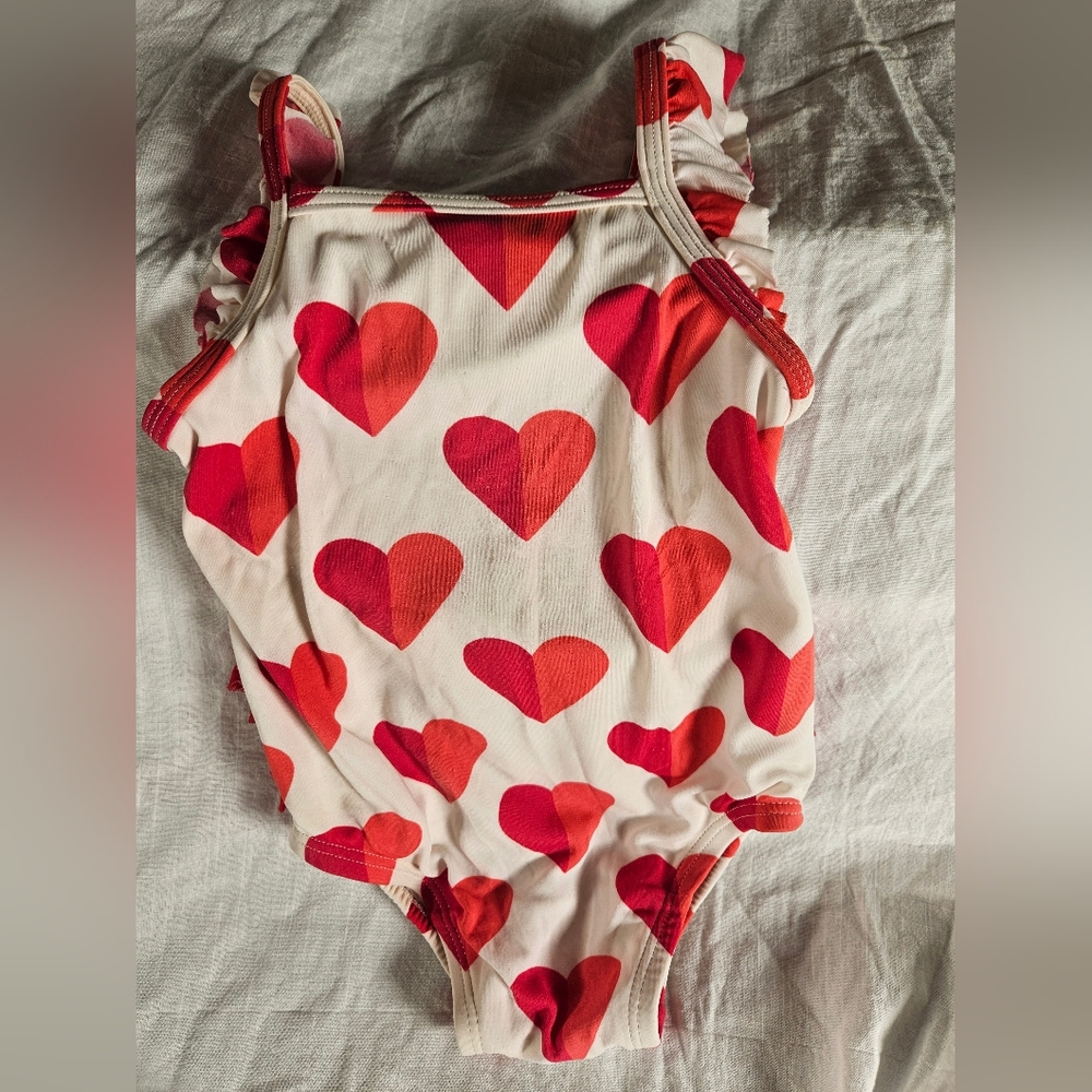 Hanna Andersson Red and White Ruffled Swimsuit